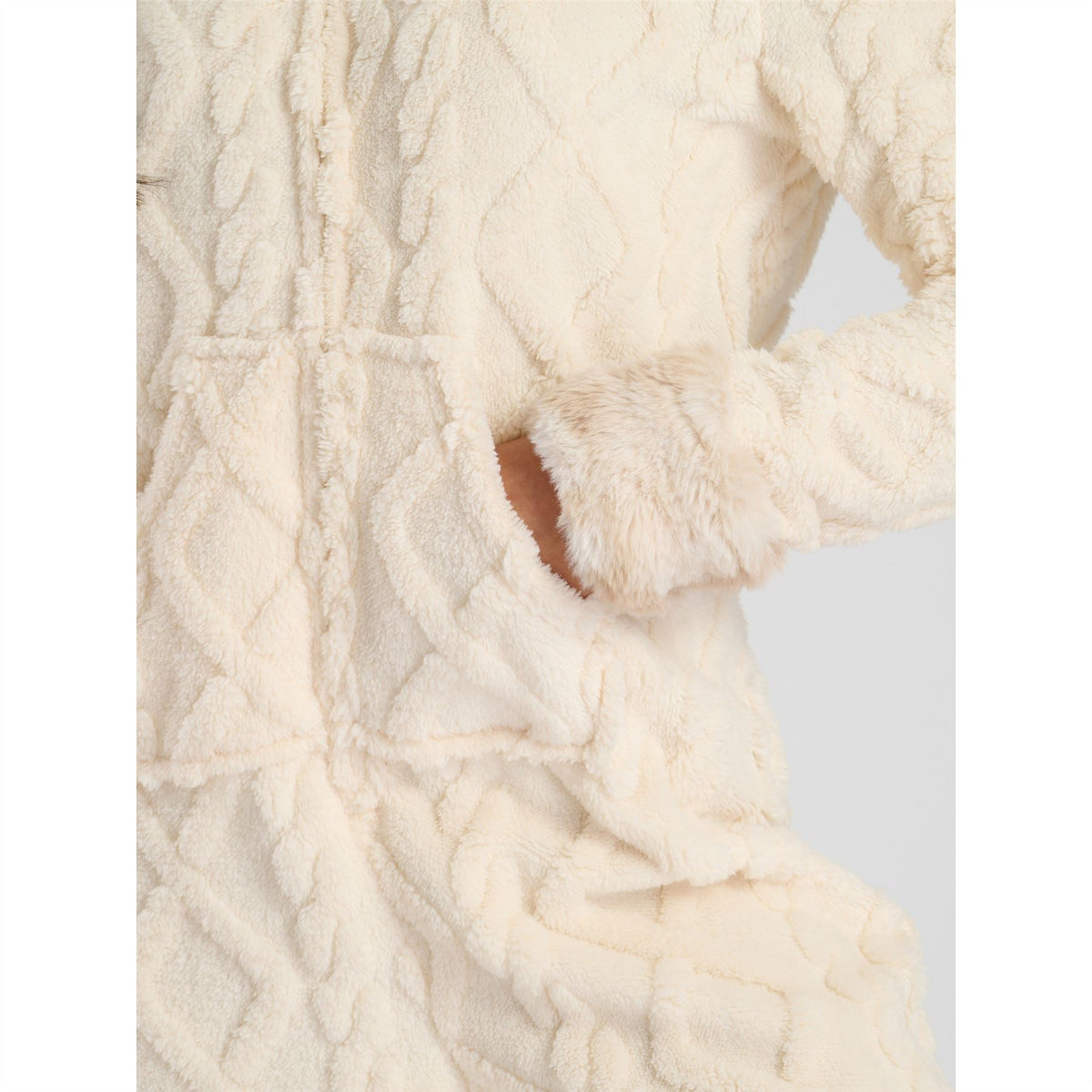 Loungeable Womens Cable Cut Faux Fur Sherpa Fleece Onesie Loungeable