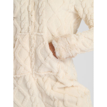 Loungeable Womens Cable Cut Faux Fur Sherpa Fleece Onesie Loungeable