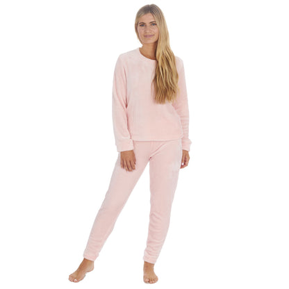 Forever Dreaming Womens Shimmer Flannel Fleece Pyjama Set - Pink