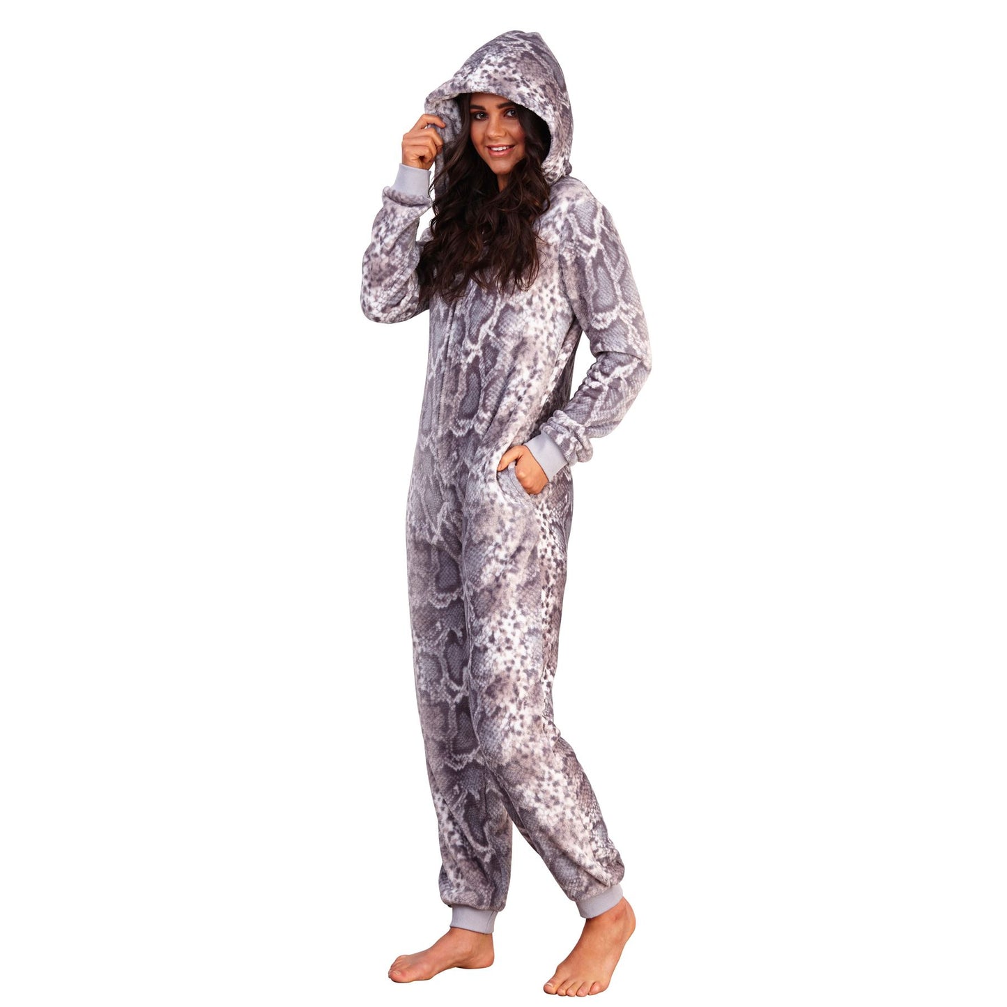 Loungeable Womens Snake Print Fleece Onesie