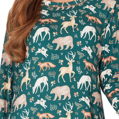 Wysteria Lane Womens Jersey Knit Long Sleeve Nightdress - Green Wysteria Lane