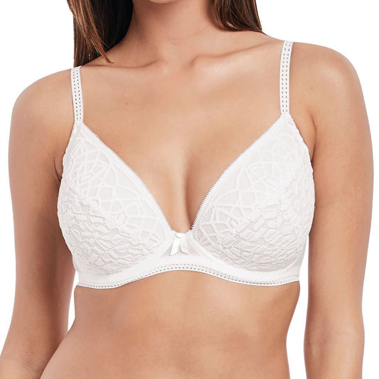 Freya Soiree Lace Padded Plunge Bra - White