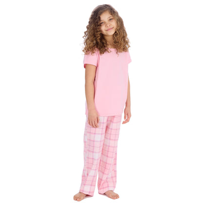 Forever Dreaming Girls T Shirt and Check Pants Pyjamas - Pink Forever Dreaming