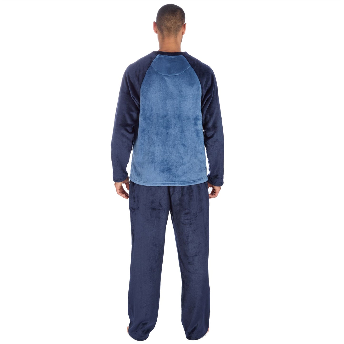 Cargo Bay Mens Raglan Fleece Pyjamas - Navy/Denim