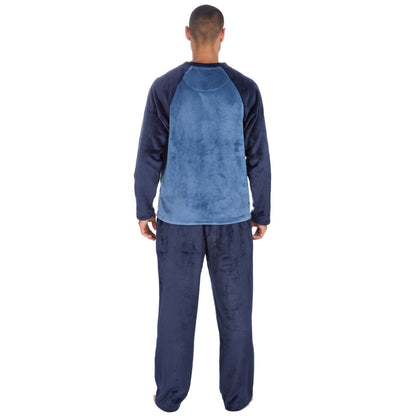 Cargo Bay Mens Raglan Fleece Pyjamas - Navy/Denim