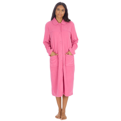 Countess Christie Longer Length Button Housecoat - Pink