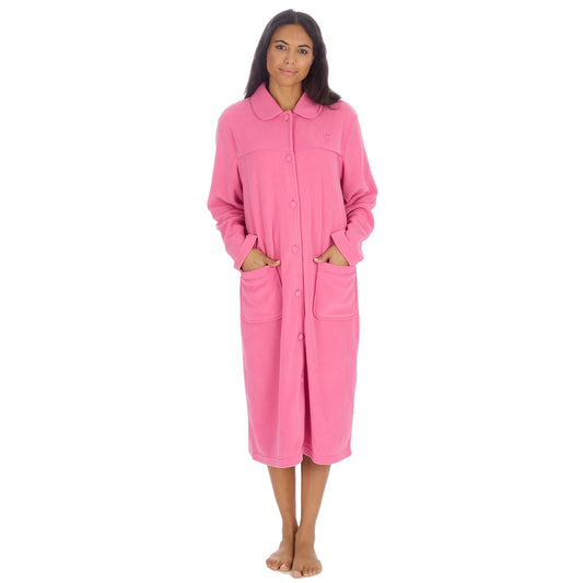 Countess Christie Longer Length Button Housecoat - Pink