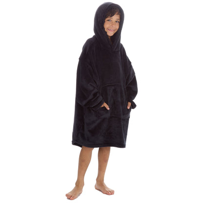 Embargo Kids Plush Fleece Oversized Hoodie - Black