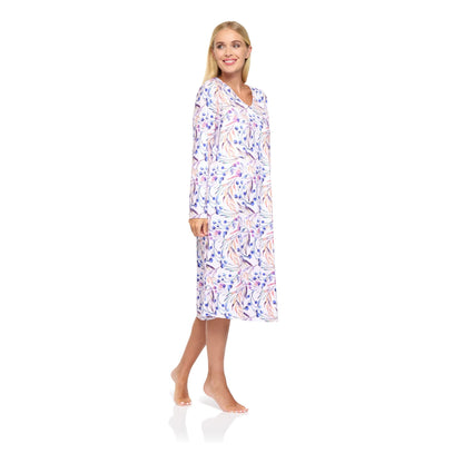 La Marquise Womens 'Berried Treasure' Long Sleeve Jersey Nightdress - Mauve La Marquise