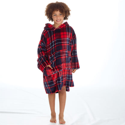 Huggable Hoodie Kids Fleece Oversized Hoodie - Check