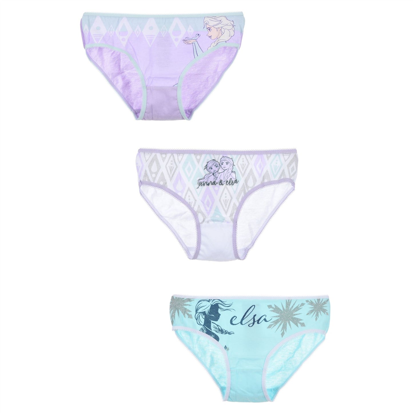 Girls Disney Frozen Briefs - Aqua/Lilac (3 Pack)