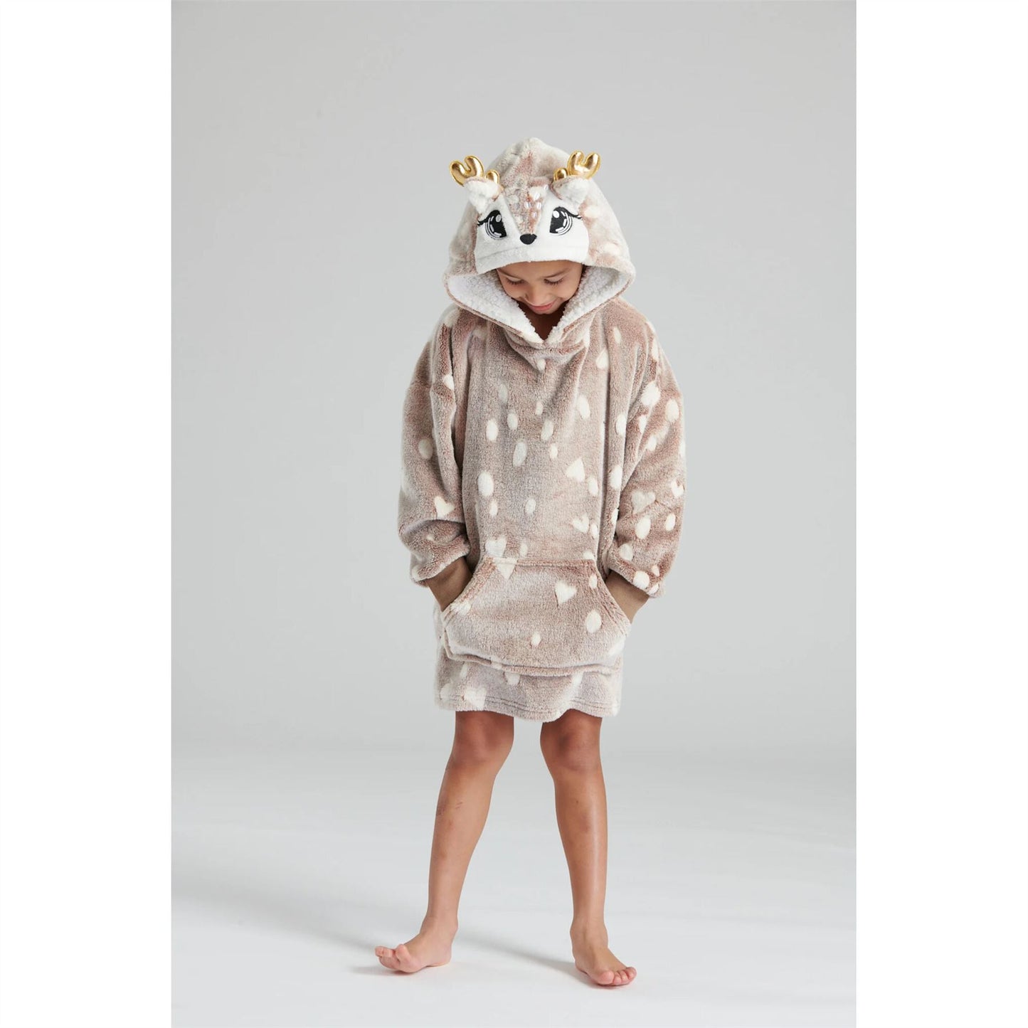 Loungeable Kids Luxury Fleece Reindeer Snuggle Hoodie