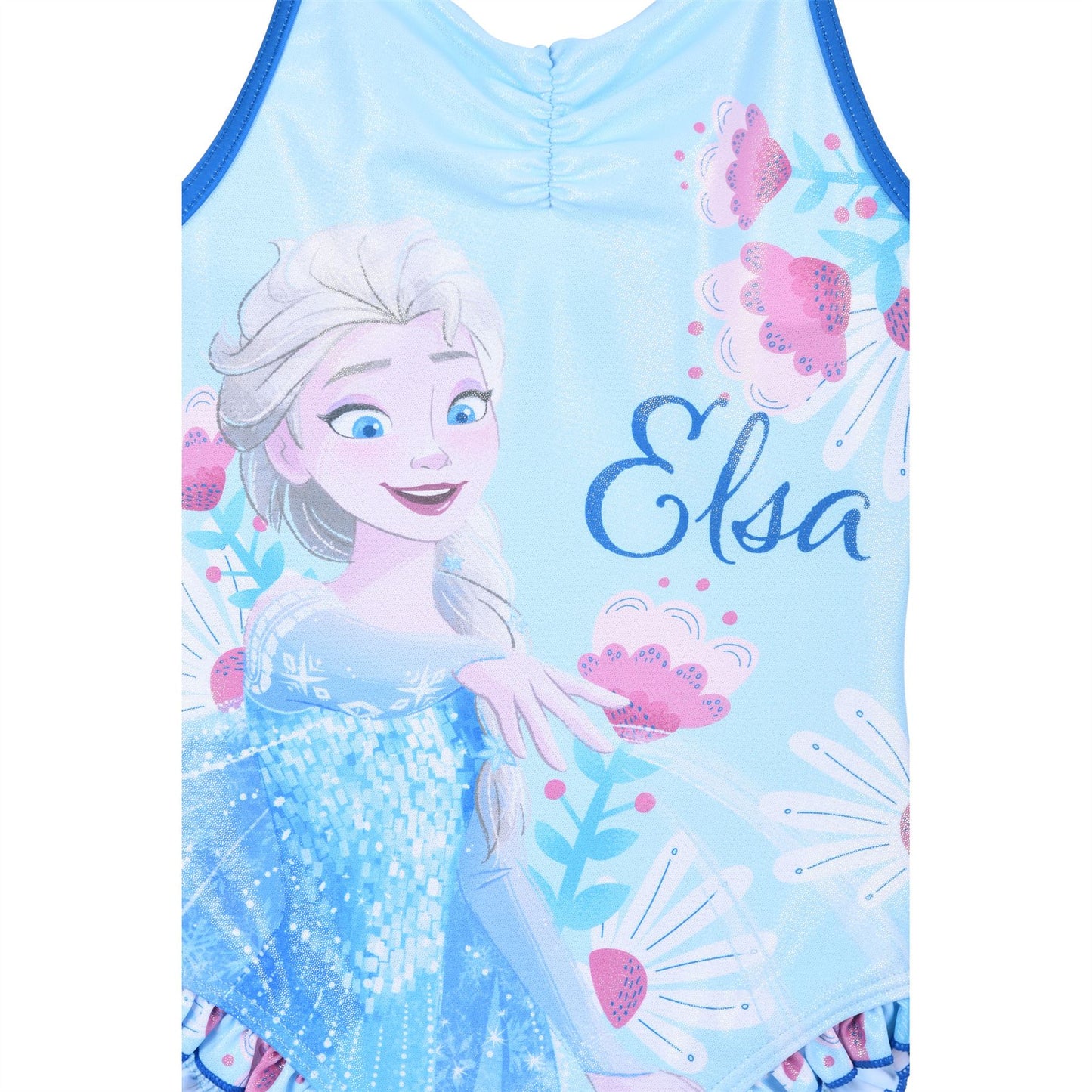Girls Disney Frozen Elsa Glitter Swimsuit - Blue