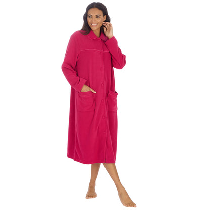 Countess Christie Longer Length Button Housecoat - Raspberry