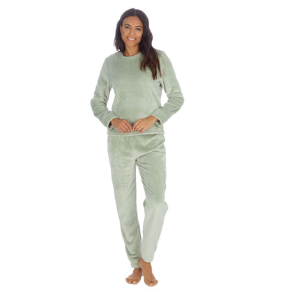 Forever Dreaming Womens Plush Fleece Pyjama Set - Sage Green