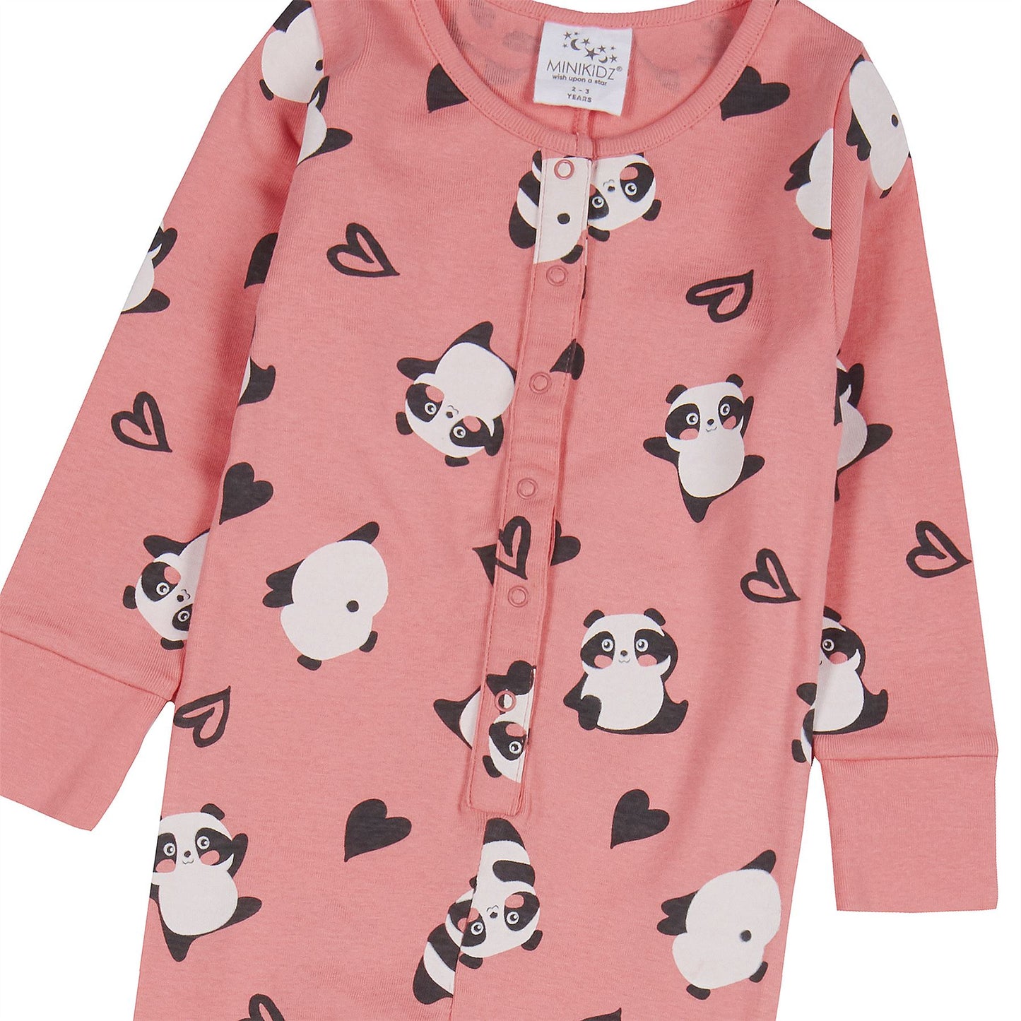 Minikidz Kids Panda Jersey Onesie - Coral