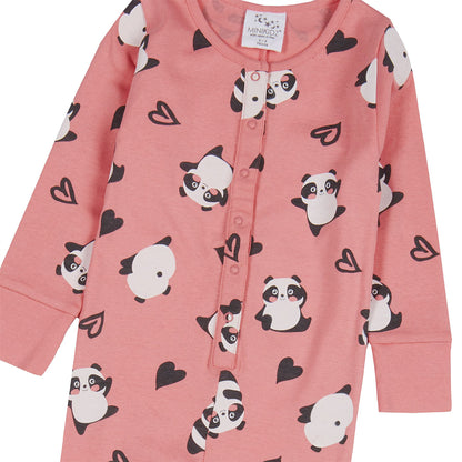 Minikidz Kids Panda Jersey Onesie - Coral