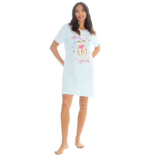 Forever Dreaming 'Otterly Adorable' Womens Nightdress - Ice Blue