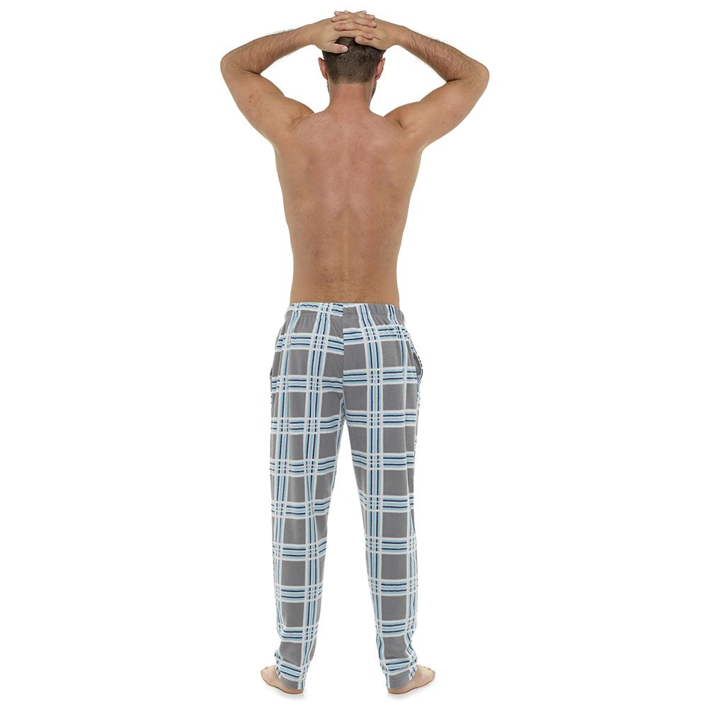 Foxbury Mens Check Fleece Lounge Pants - Grey