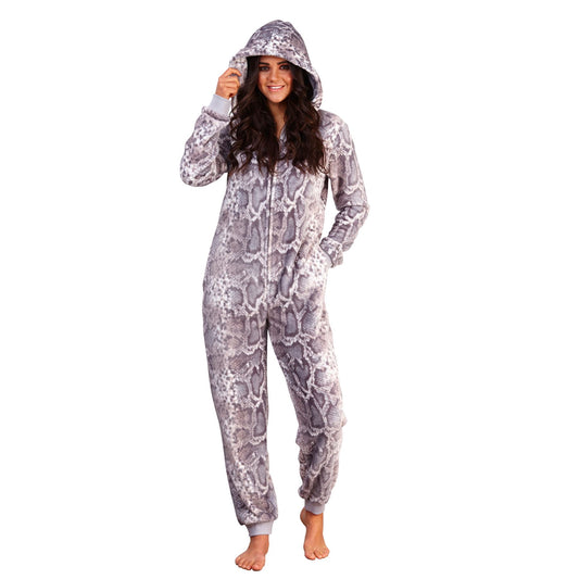 Loungeable Womens Snake Print Fleece Onesie