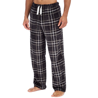 Cargo Bay Mens Fleece Lounge Pants - Black Check