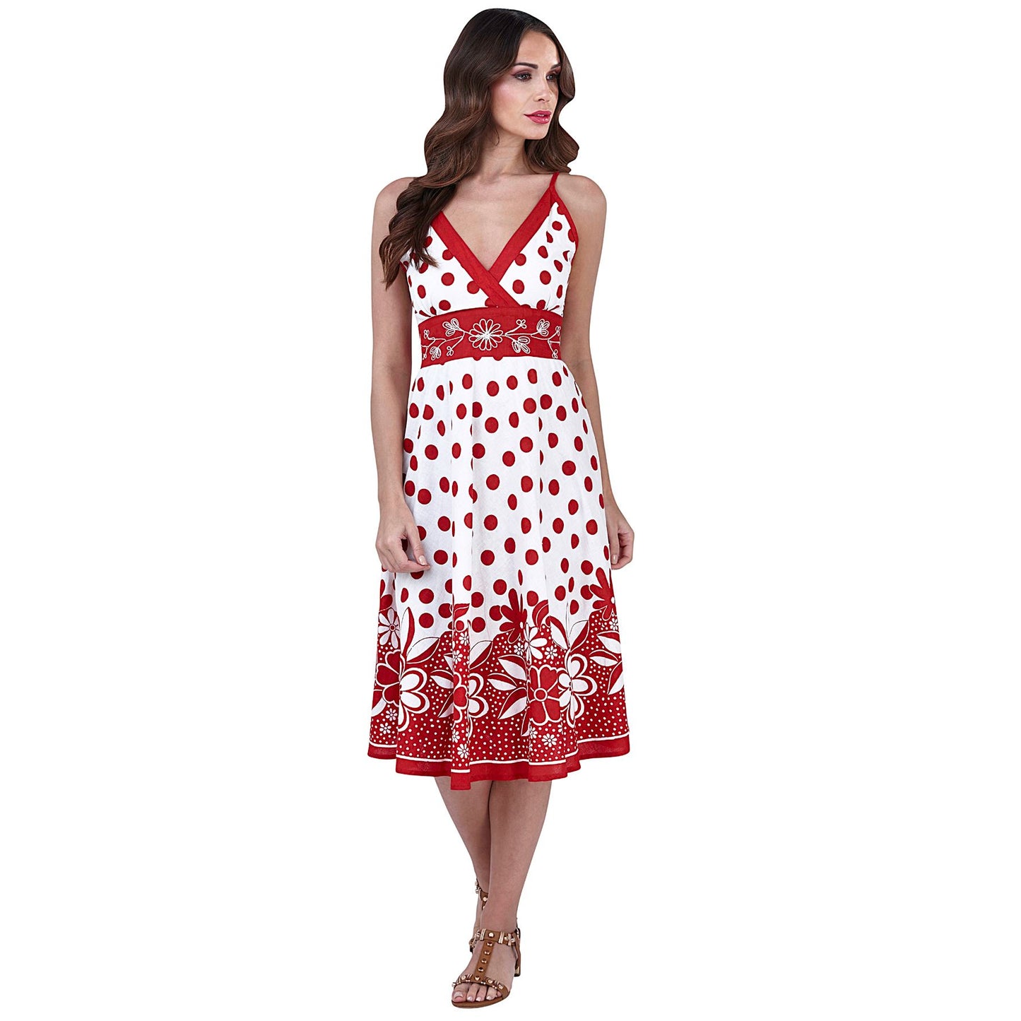 Pistachio Polka Dot Crossover Dress - Red