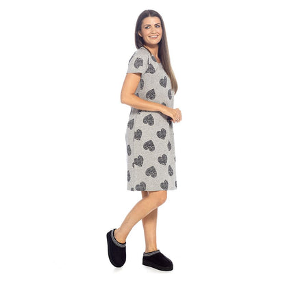 Follow That Dream Womens Heart Print Nightdress - Grey