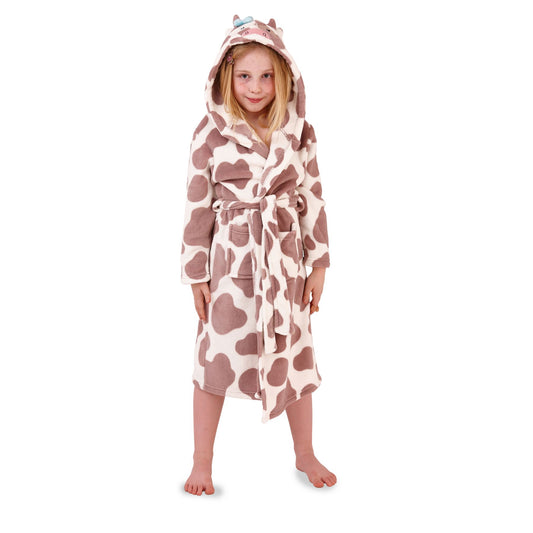 Nifty Kids Cow Print Fleece Robe - Multi
