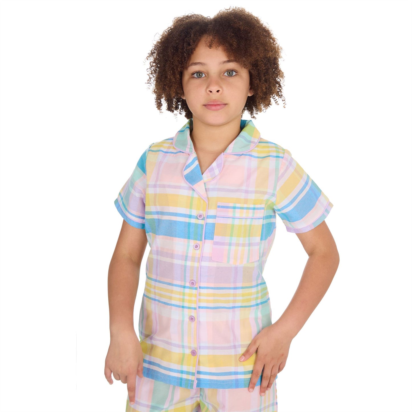 Forever Dreaming Girls Yarn Dyed Woven Check Pyjamas - Pink