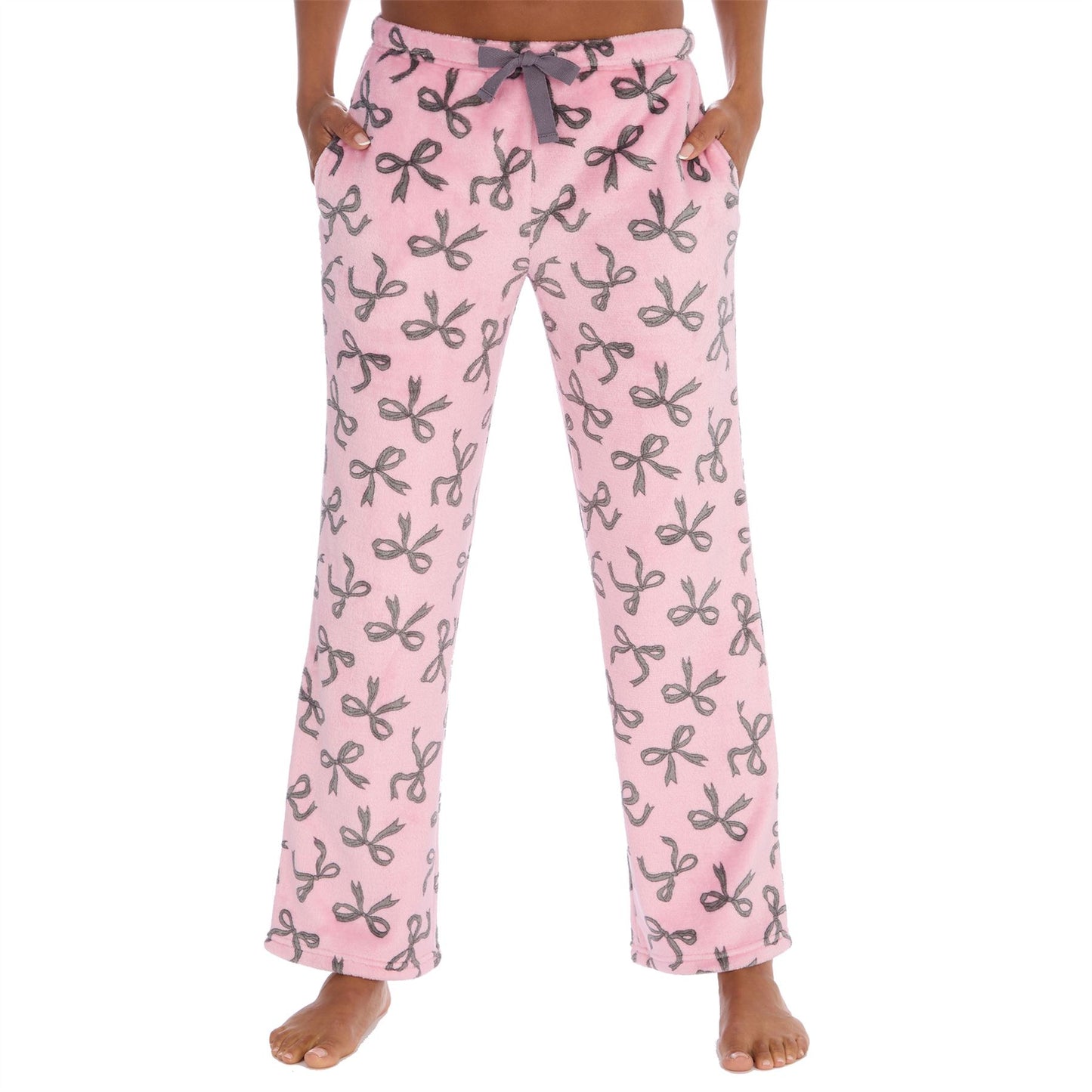 Forever Dreaming Womens Fleece Lounge Pants - Pink/Silver Bows