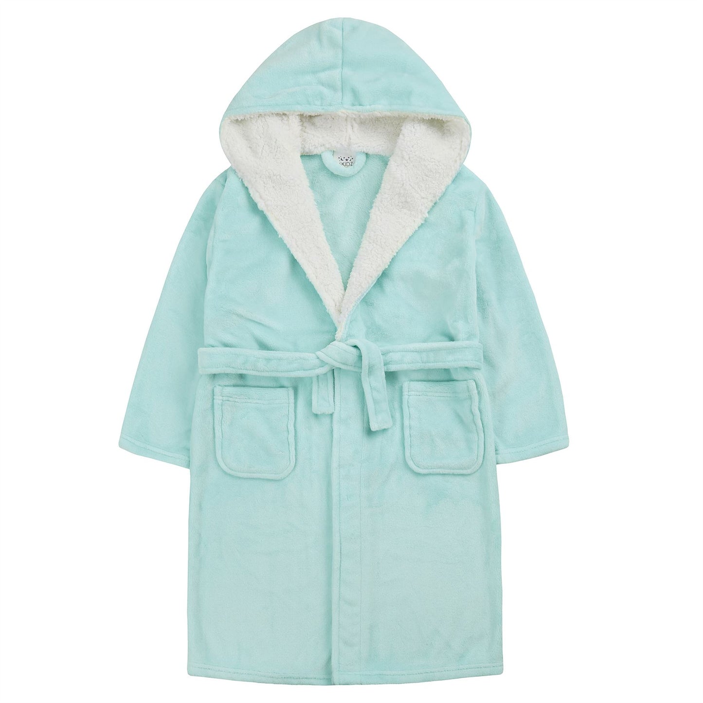 4Kidz Kids Sherpa Hooded Plush Fleece Robe - Mint