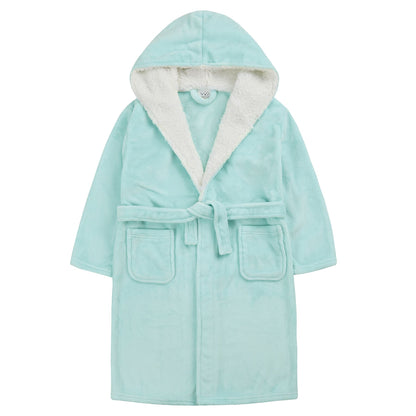 4Kidz Kids Sherpa Hooded Plush Fleece Robe - Mint