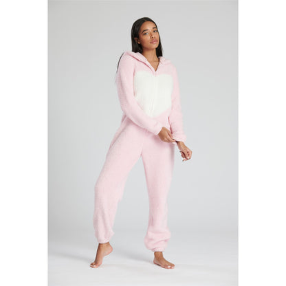 Loungeable Womens Sherpa Fleece Pig Onesie - Pink
