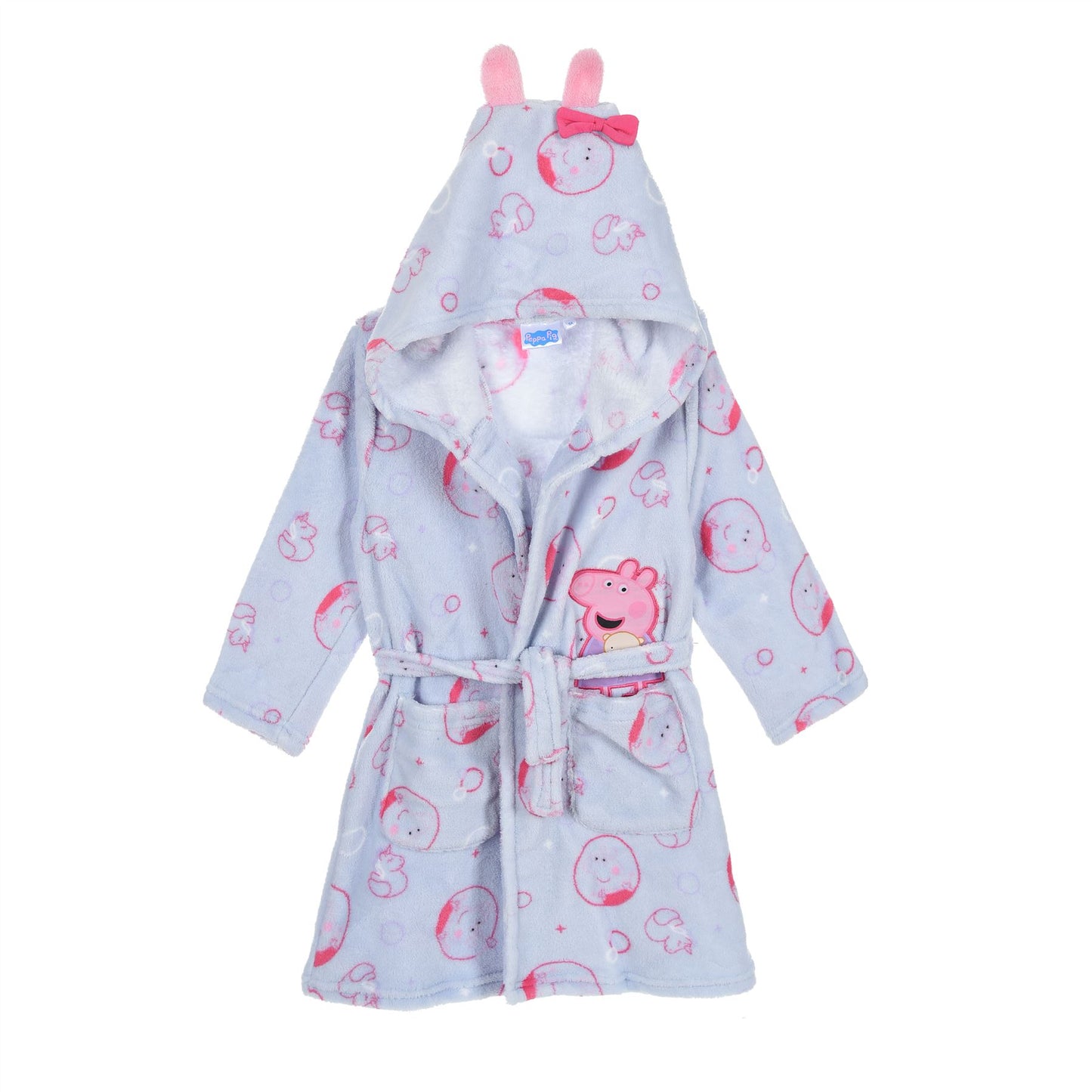 Kids Peppa Pig Fleece Hooded Robe - Blue