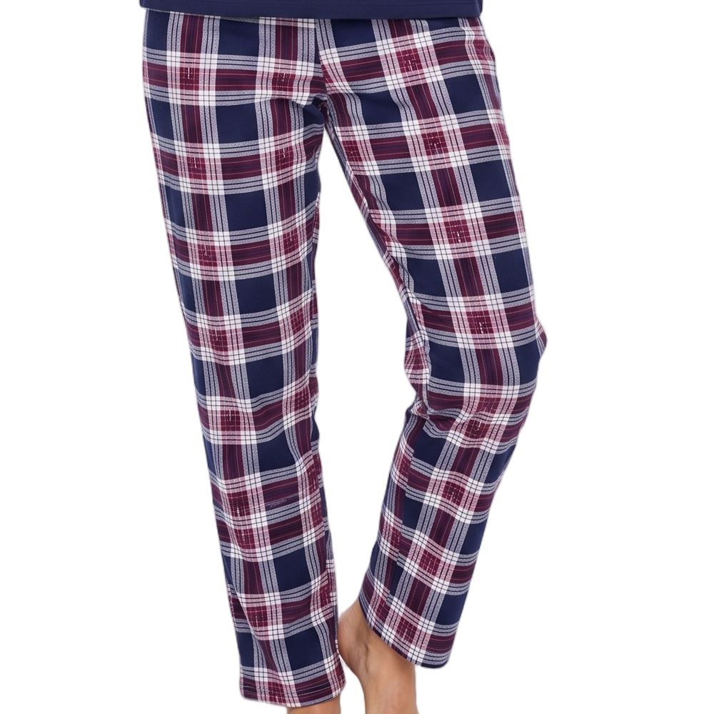 Indigo Sky Womens Check Jersey Pyjamas - Navy Indigo Sky