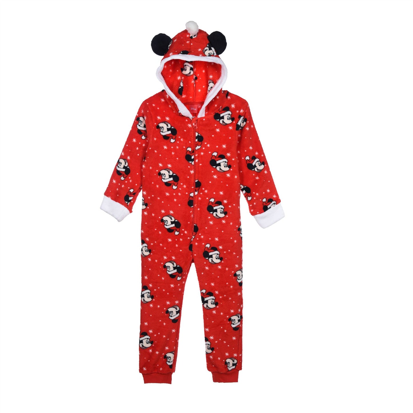 Boys Mickey Mouse Winter/Snowflake Fleece Onesie - Red