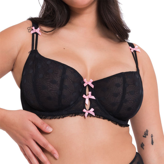 Curvy Kate Frill Me Balcony Bra - Black/Pink