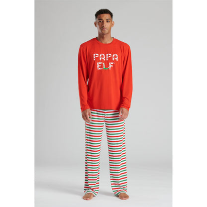 Loungeable Mens 'Papa Elf' Pyjamas - Red/Green