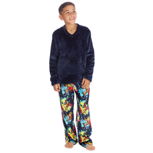 Cargo Bay Kids Fleece Pyjamas - Navy/Gamer