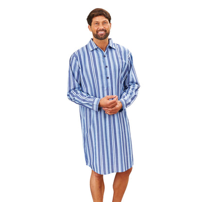 Champion Mens Westminster Polycotton Nightshirt - Navy Stripe