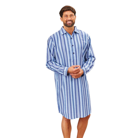 Champion Mens Westminster Polycotton Nightshirt - Navy Stripe