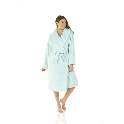 Wysteria Lane Womens Cut-Out Shawl Collar Fleece Robe - Aqua