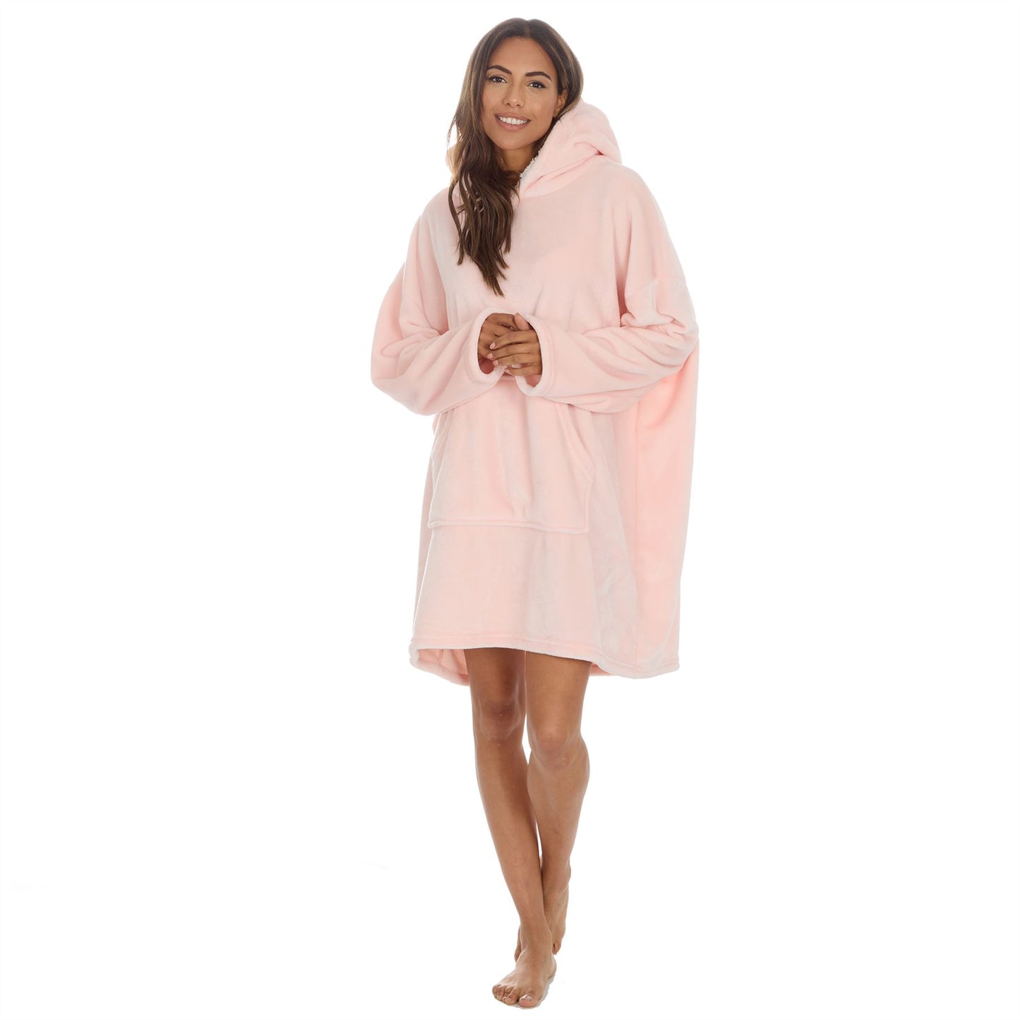 Slumber Party Womens Plush Fleece Oversized Hoodie - Pink