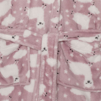Nifty Kids Llama Fleece Robe - Pink