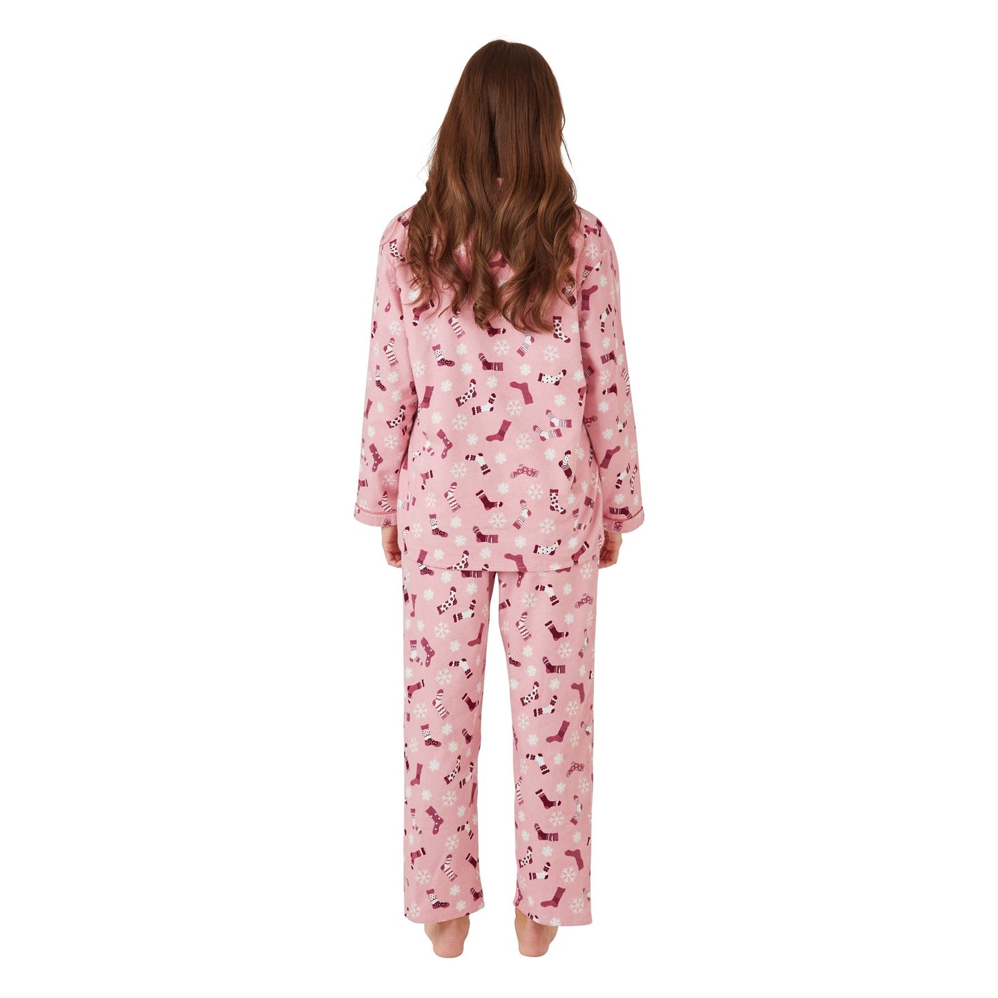 Indigo Sky Womens Sock Print Brushed Cotton Pyjamas - Pink