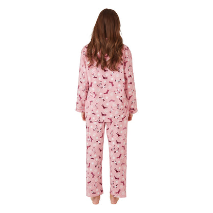 Indigo Sky Womens Sock Print Brushed Cotton Pyjamas - Pink