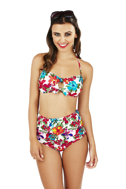 Boutique Floral Bandeau Bikini/High Waist Brief Set - Floral