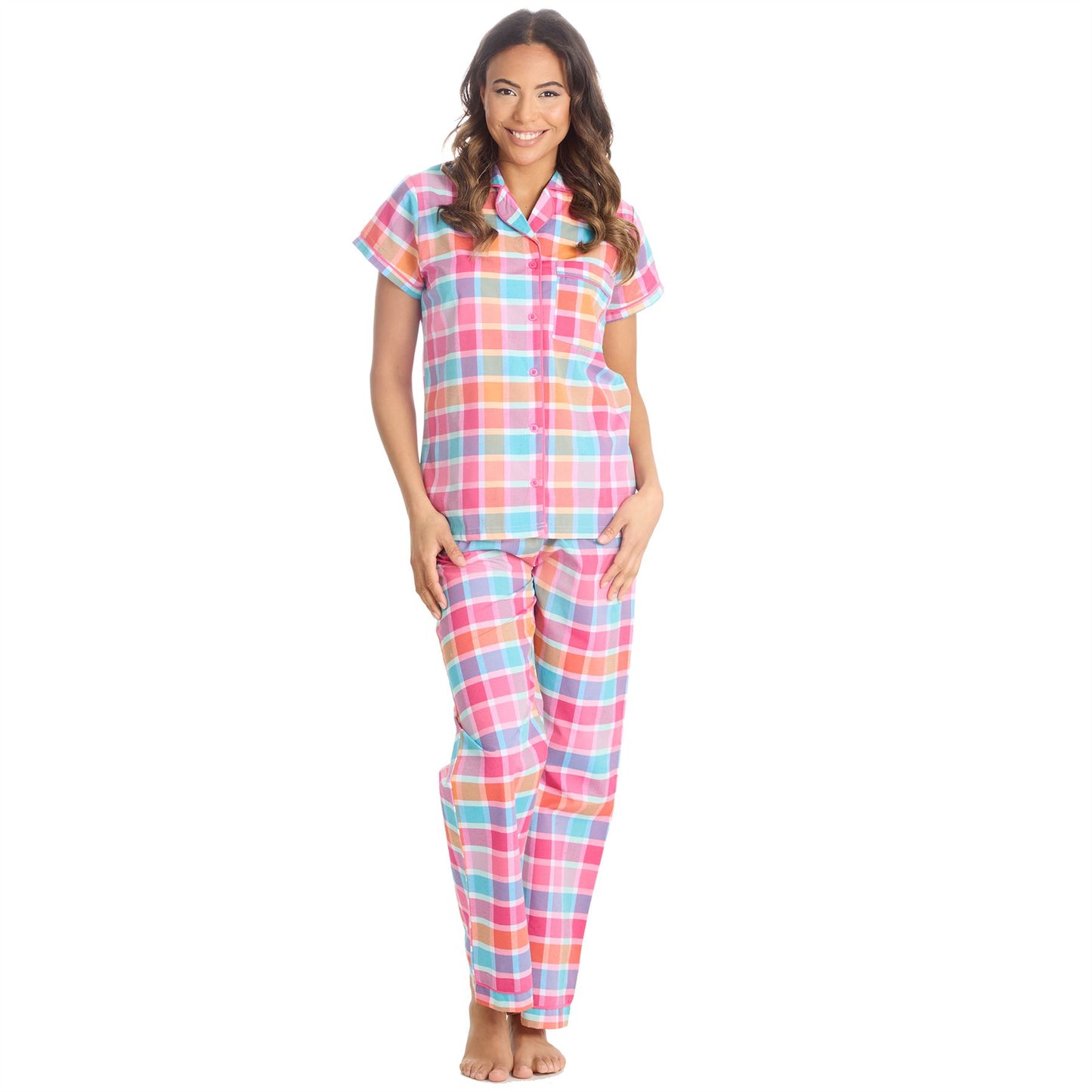 Forever Dreaming Womens Yarn Dyed Woven Check Pyjamas - Mint