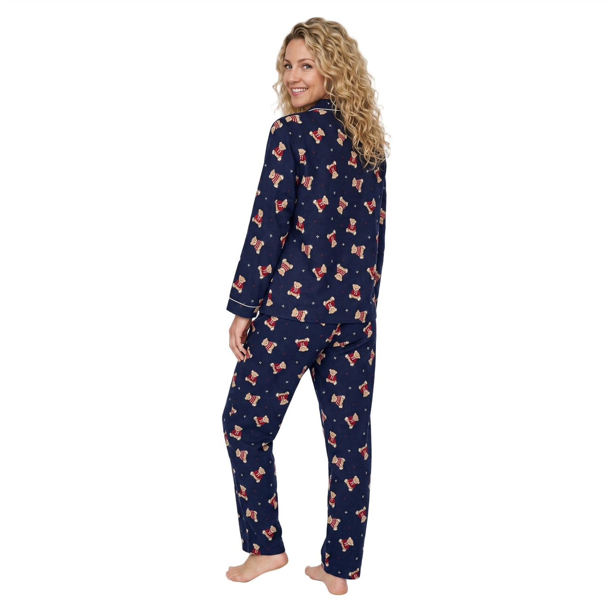 Indigo Sky Womens Teddy Bear Winceyette Pyjamas - Navy Indigo Sky