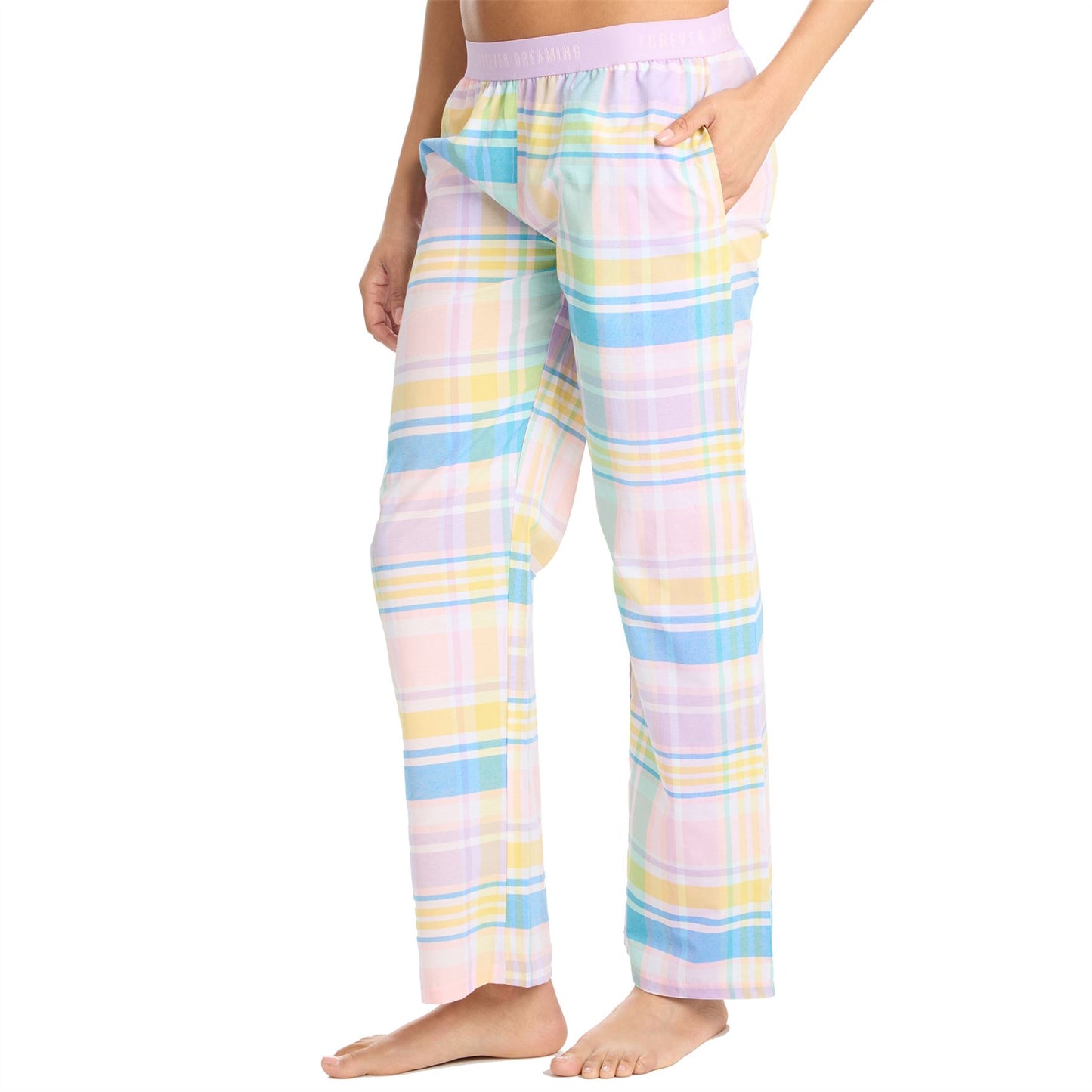 Forever Dreaming Womens Woven Check Lounge Pants - Pink